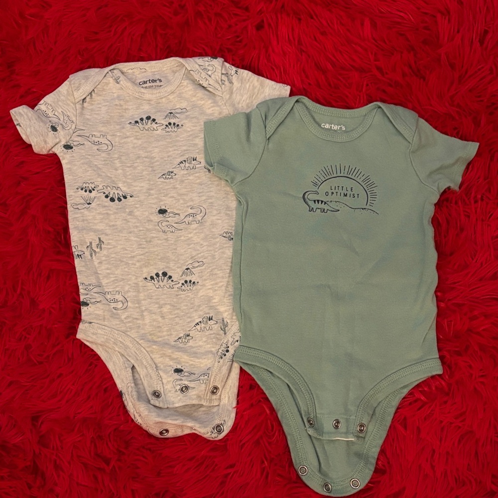 Carter's Green and Gray Bodysuits Set